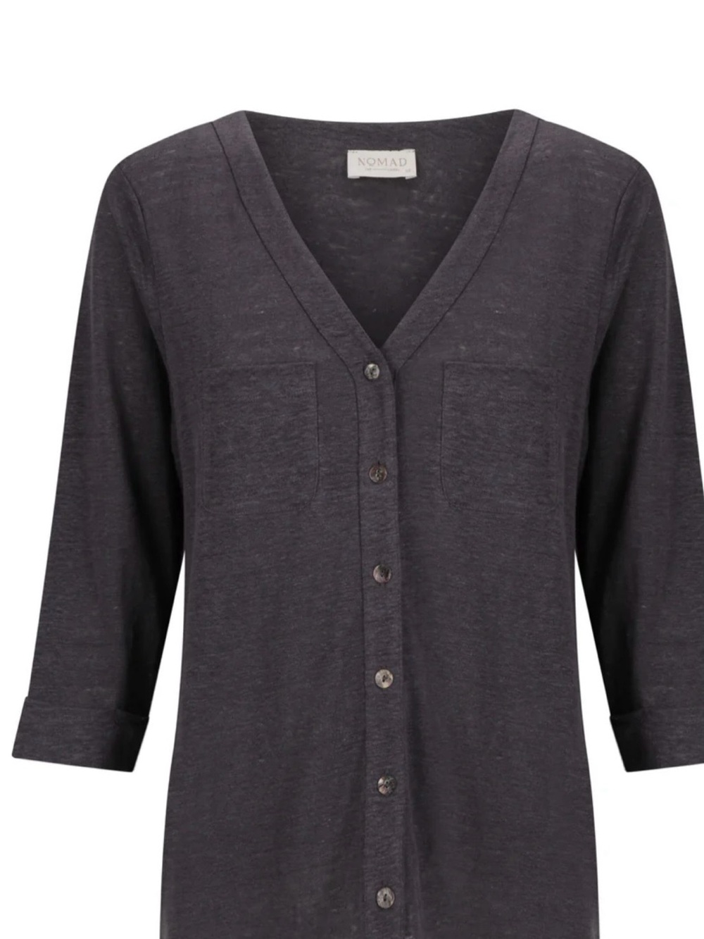 Nomad the Label, Marlee Linen Jersey Top, Charcoal - Picture 5 of 12